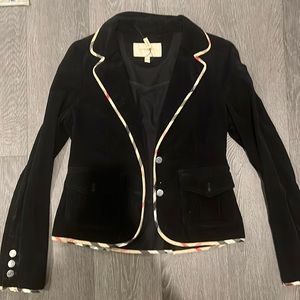 Burberry corduroy plaid trim blazer